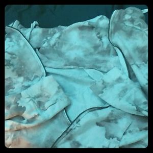 Gray and White tie dye zip up Hoodie